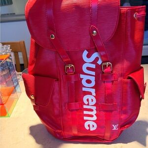 Dupe Red Pleather Backpack